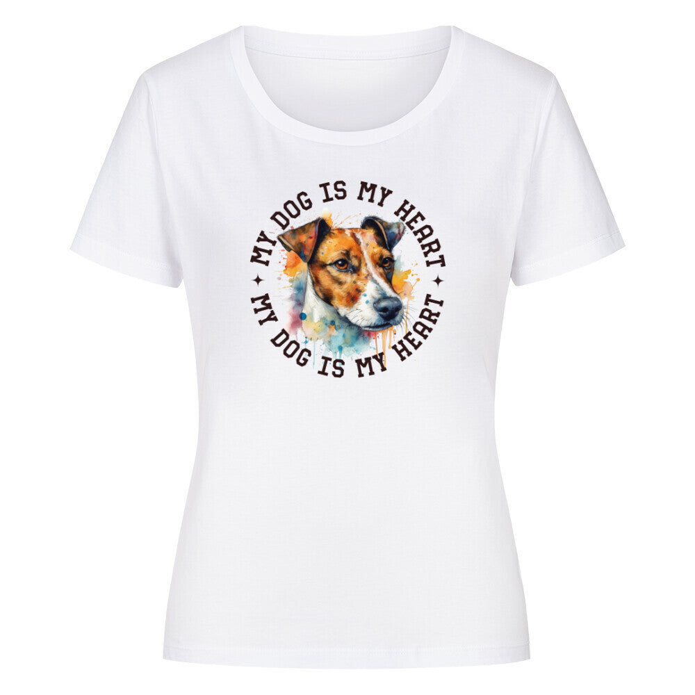 Premium Organic Damen Shirt "Jack Russell Terrier HEART" Weiß – hunde-shirt.de
