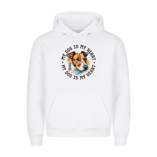Premium Hoodie "Jack Russell Terrier HEART" Weiß – hunde-shirt.de