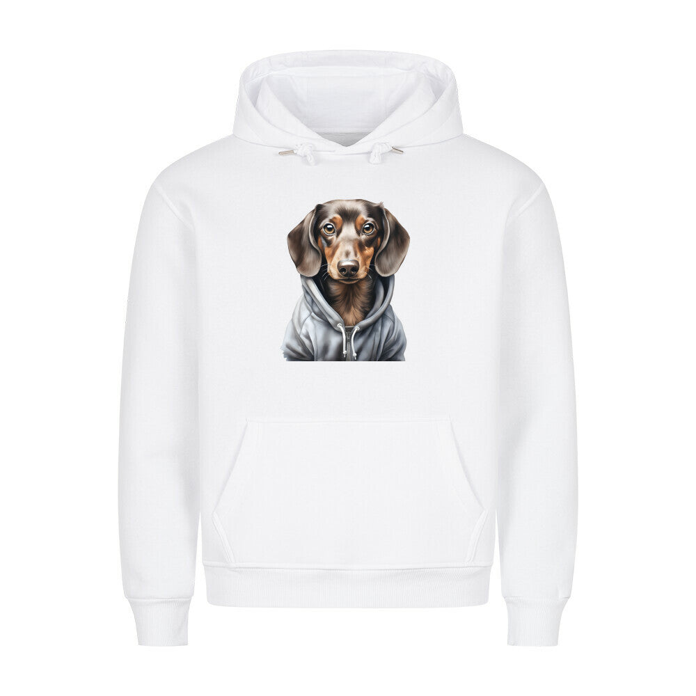 Premium Hoodie "Hooded Dackel" Weiß – hunde-shirt.de