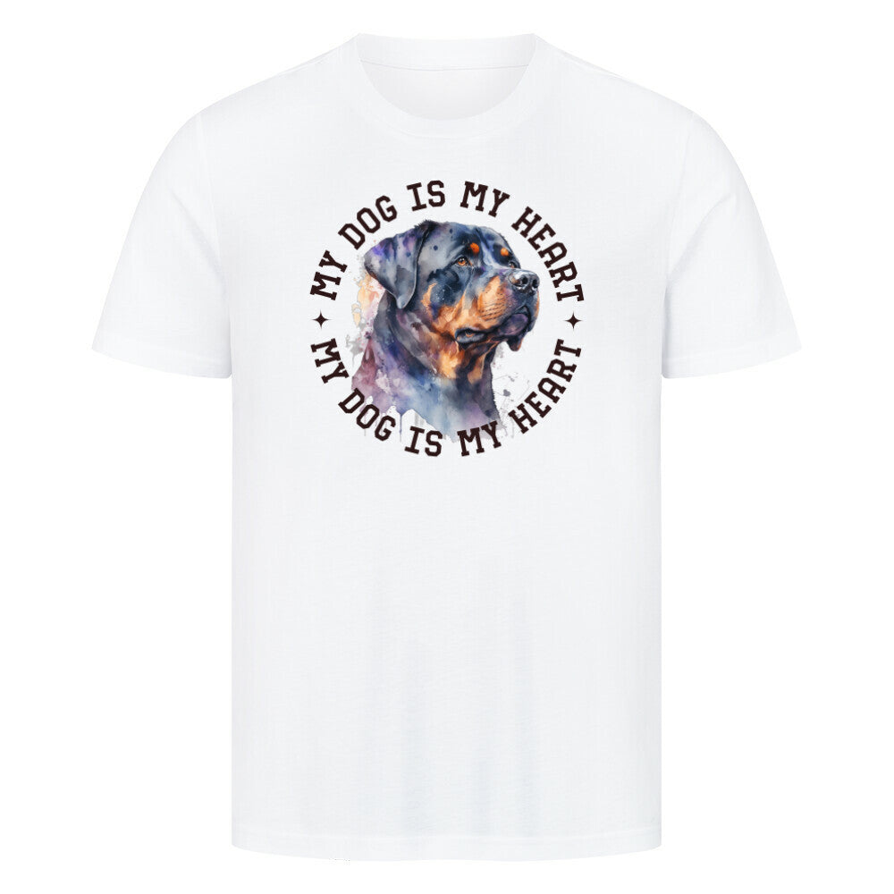 Premium T-Shirt "Rottweiler HEART" Weiß – hunde-shirt.de