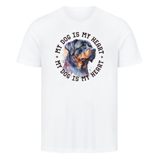 Premium T-Shirt "Rottweiler HEART" Weiß – hunde-shirt.de