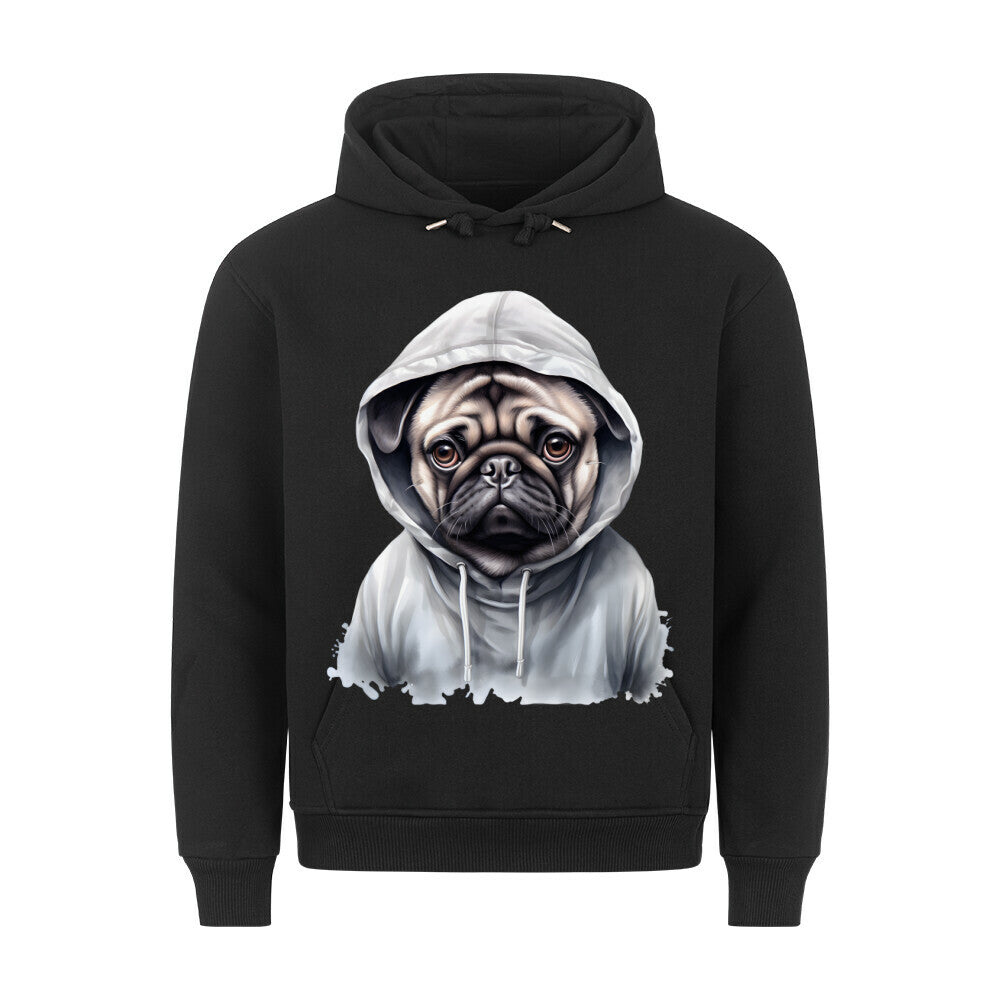 Premium Hoodie "Hooded Mops" Schwarz – hunde-shirt.de
