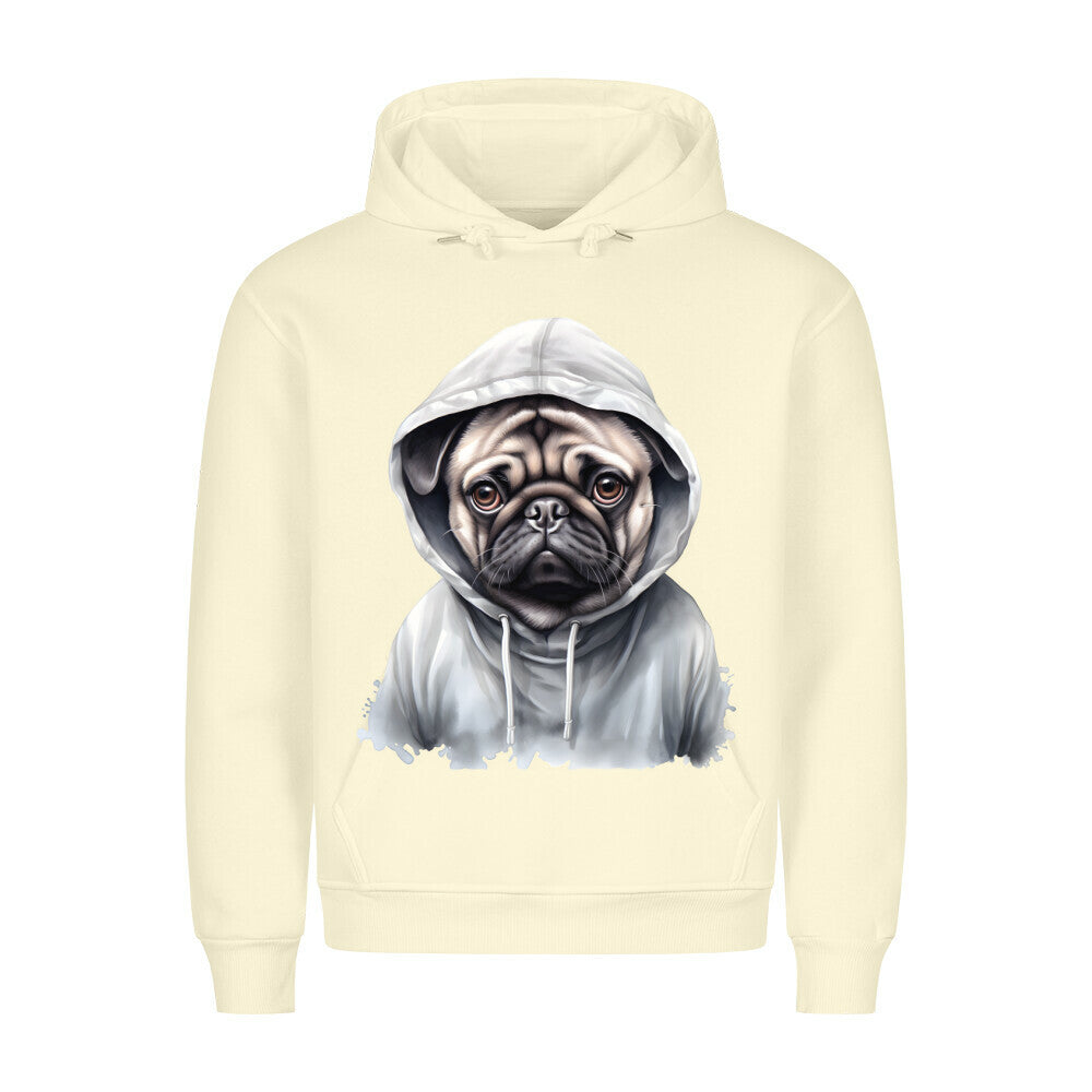 Premium Hoodie "Hooded Mops" Beige – hunde-shirt.de