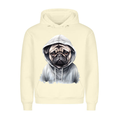 Premium Hoodie "Hooded Mops" Beige – hunde-shirt.de