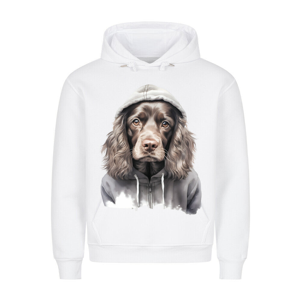 Premium Hoodie "Hooded Cocker" Weiß – hunde-shirt.de