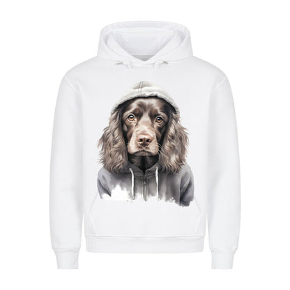 Premium Hoodie "Hooded Cocker" Weiß – hunde-shirt.de
