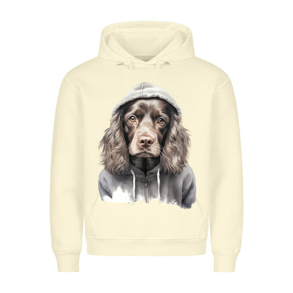 Premium Hoodie "Hooded Cocker" Beige – hunde-shirt.de