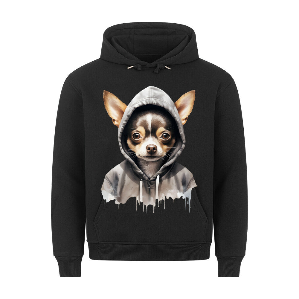 Premium Hoodie "Hooded Chihuahua" Schwarz – hunde-shirt.de