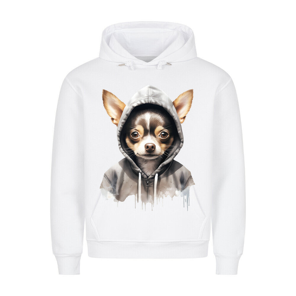 Premium Hoodie "Hooded Chihuahua" Weiß – hunde-shirt.de