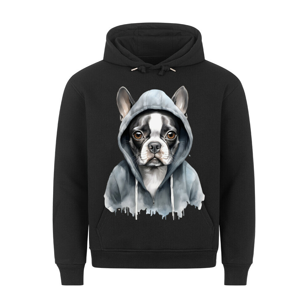 Premium Hoodie "Hooded Boston Terrier" Schwarz – hunde-shirt.de