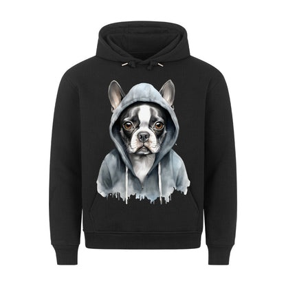 Premium Hoodie "Hooded Boston Terrier" Schwarz – hunde-shirt.de