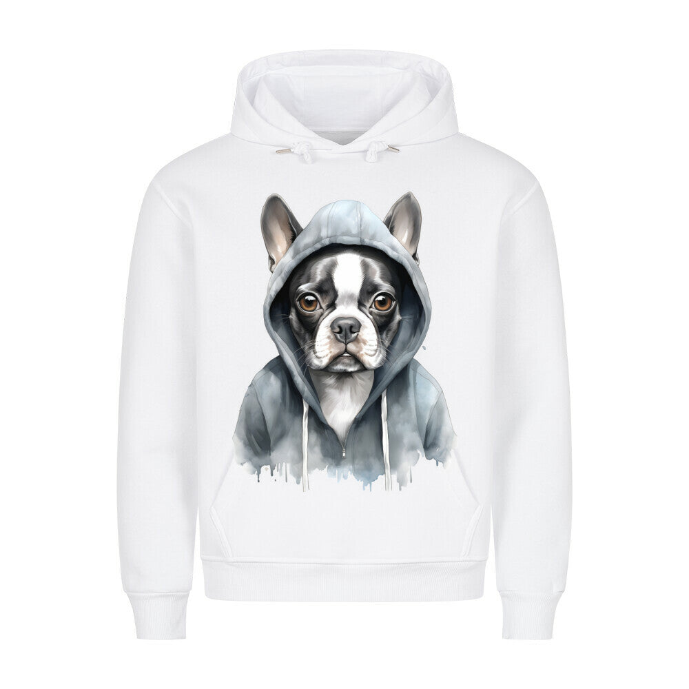 Premium Hoodie "Hooded Boston Terrier" Weiß – hunde-shirt.de