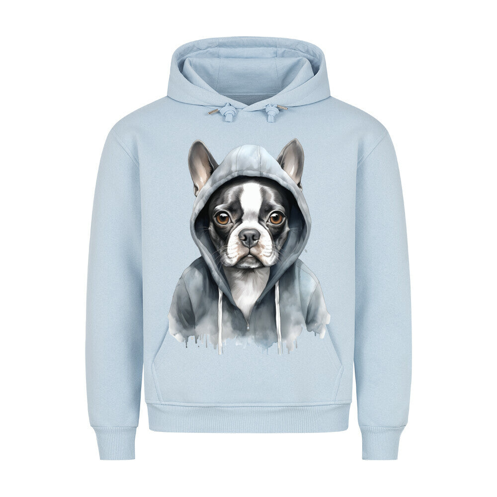 Premium Hoodie "Hooded Boston Terrier" Babyblau – hunde-shirt.de