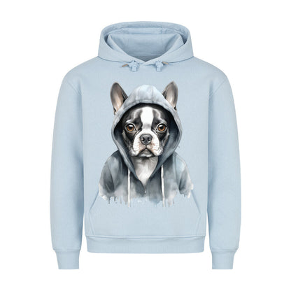 Premium Hoodie "Hooded Boston Terrier" Babyblau – hunde-shirt.de