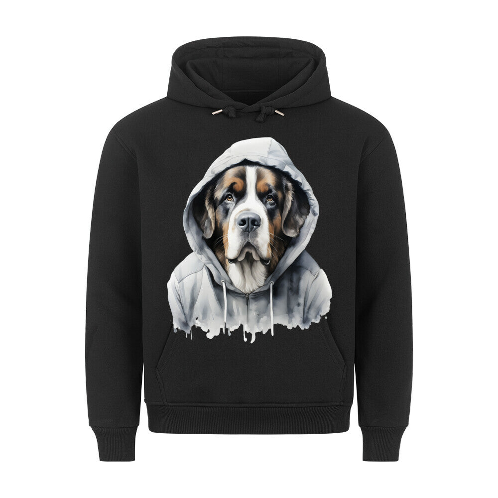 Premium Hoodie "Hooded Bernhardiner" Schwarz – hunde-shirt.de