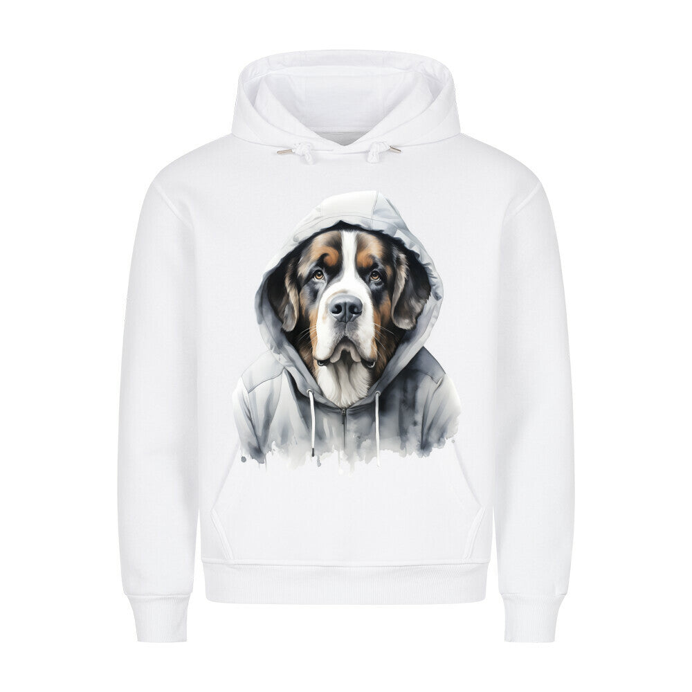 Premium Hoodie "Hooded Bernhardiner" Weiß – hunde-shirt.de