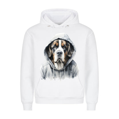 Premium Hoodie "Hooded Bernhardiner" Weiß – hunde-shirt.de