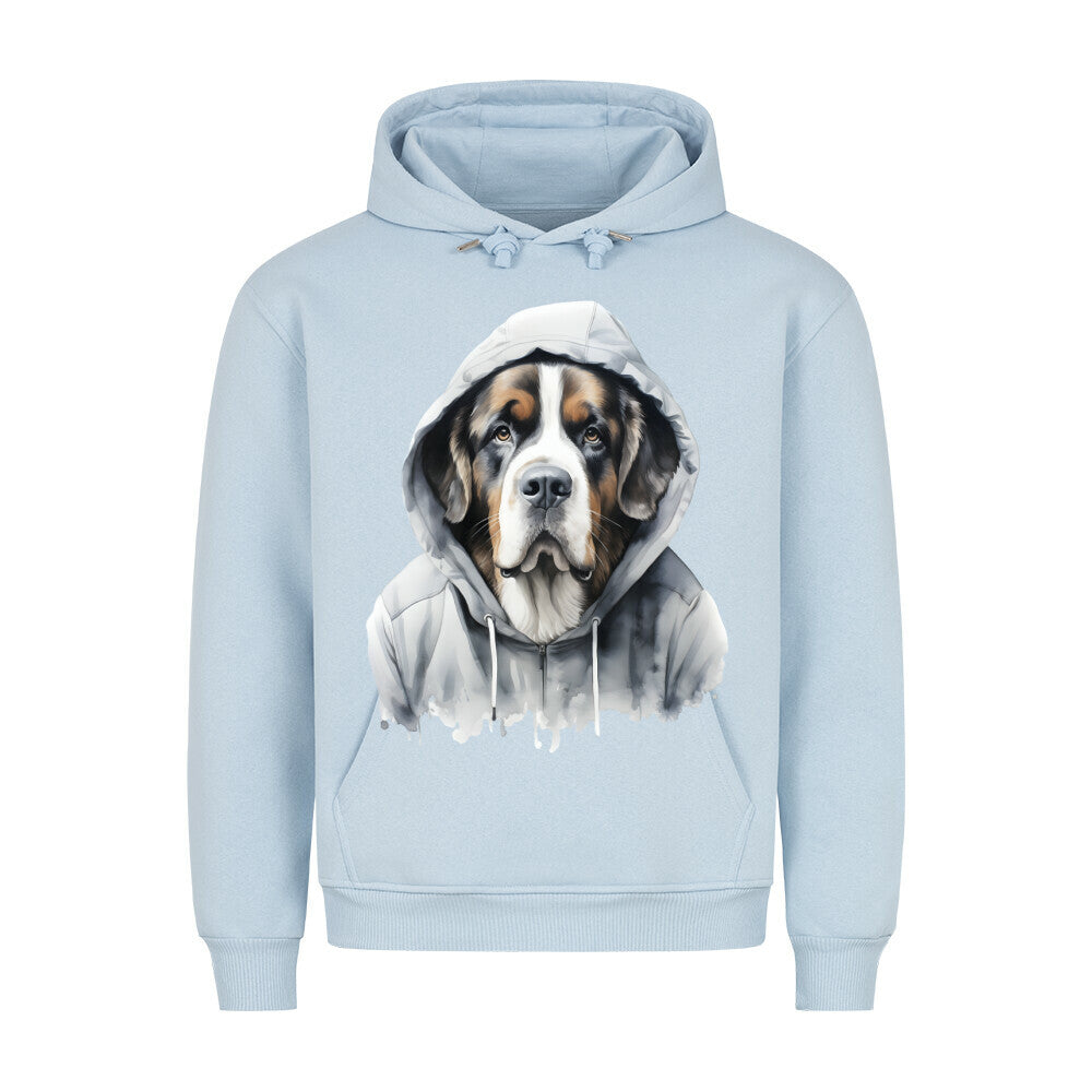 Premium Hoodie "Hooded Bernhardiner" Babyblau – hunde-shirt.de