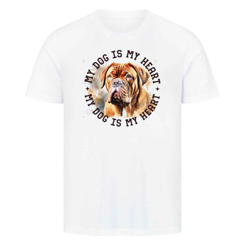 Premium T-Shirt "Bordeaux Dogge HEART" Weiß – hunde-shirt.de