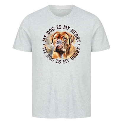 Premium T-Shirt "Bordeaux Dogge HEART" Heather Grey – hunde-shirt.de