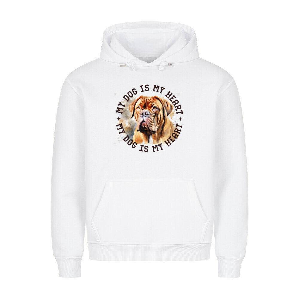 Premium Hoodie "Bordeaux Dogge HEART" Weiß – hunde-shirt.de