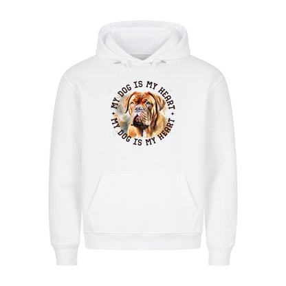 Premium Hoodie "Bordeaux Dogge HEART" Weiß – hunde-shirt.de