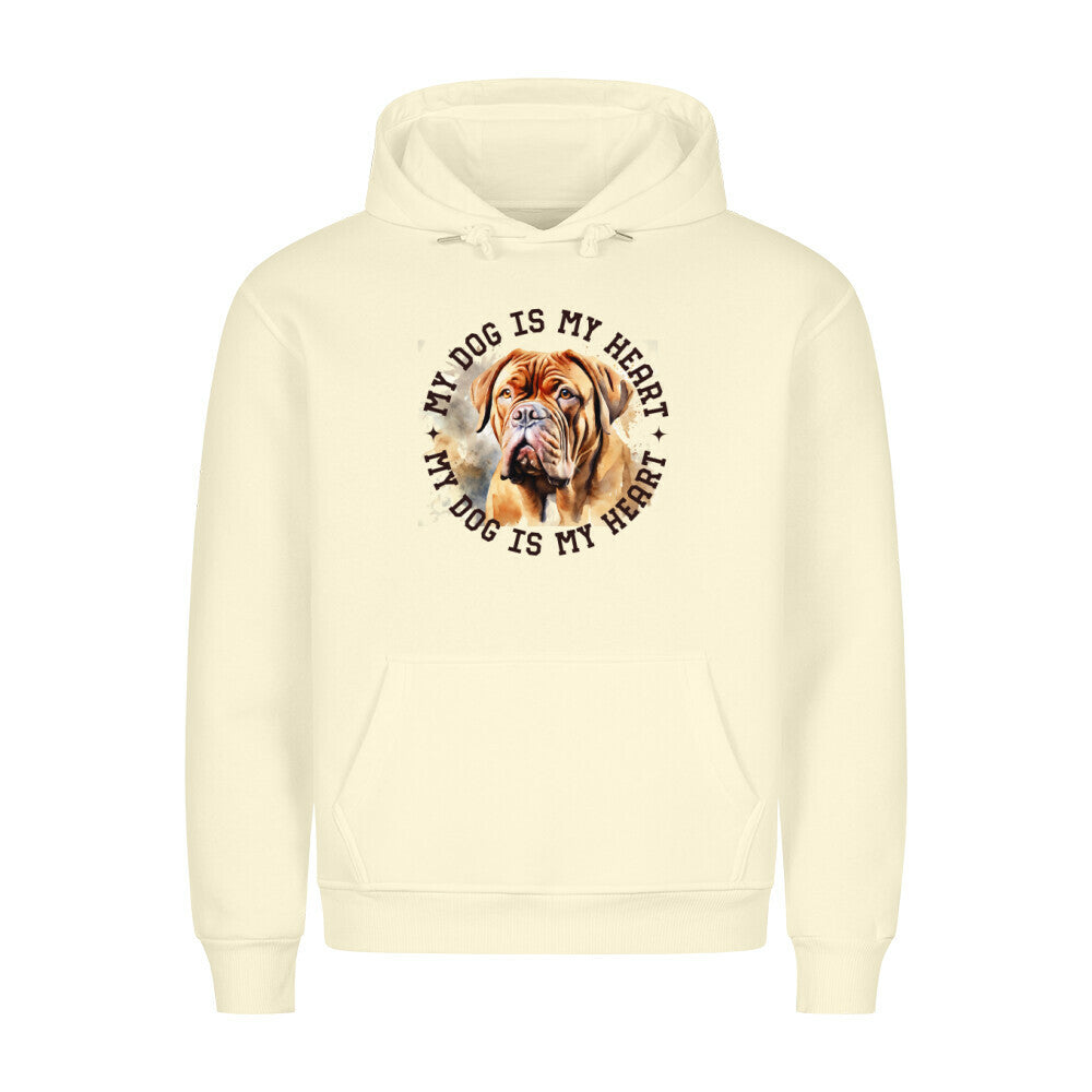 Premium Hoodie "Bordeaux Dogge HEART" Beige – hunde-shirt.de
