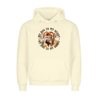 Premium Hoodie "Bordeaux Dogge HEART" Beige – hunde-shirt.de