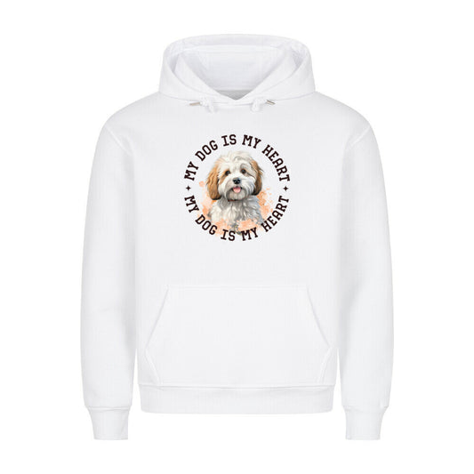 Premium Hoodie "Bologneser HEART" Weiß – hunde-shirt.de