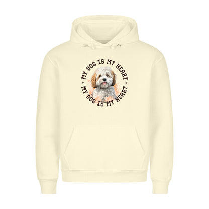 Premium Hoodie "Bologneser HEART" Beige – hunde-shirt.de