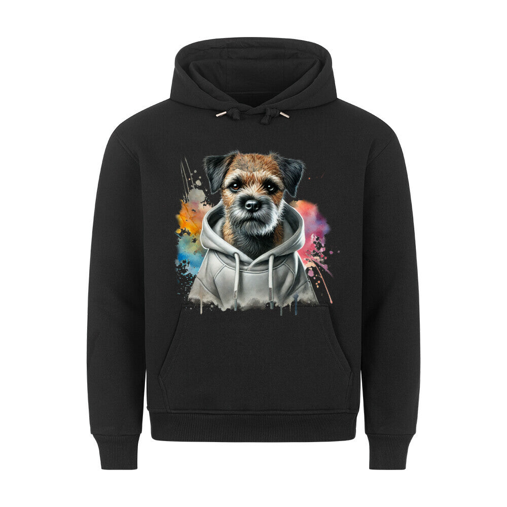 Premium Hoodie "Hooded Border Terrier" Schwarz – hunde-shirt.de