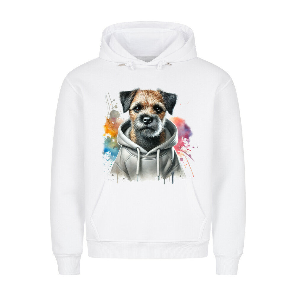 Premium Hoodie "Hooded Border Terrier" Weiß – hunde-shirt.de