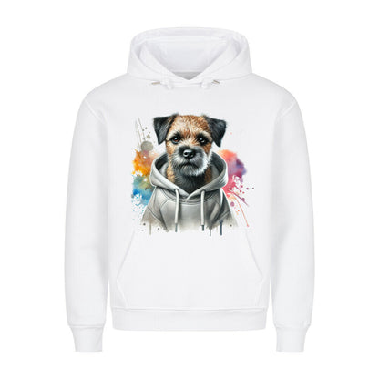 Premium Hoodie "Hooded Border Terrier" Weiß – hunde-shirt.de