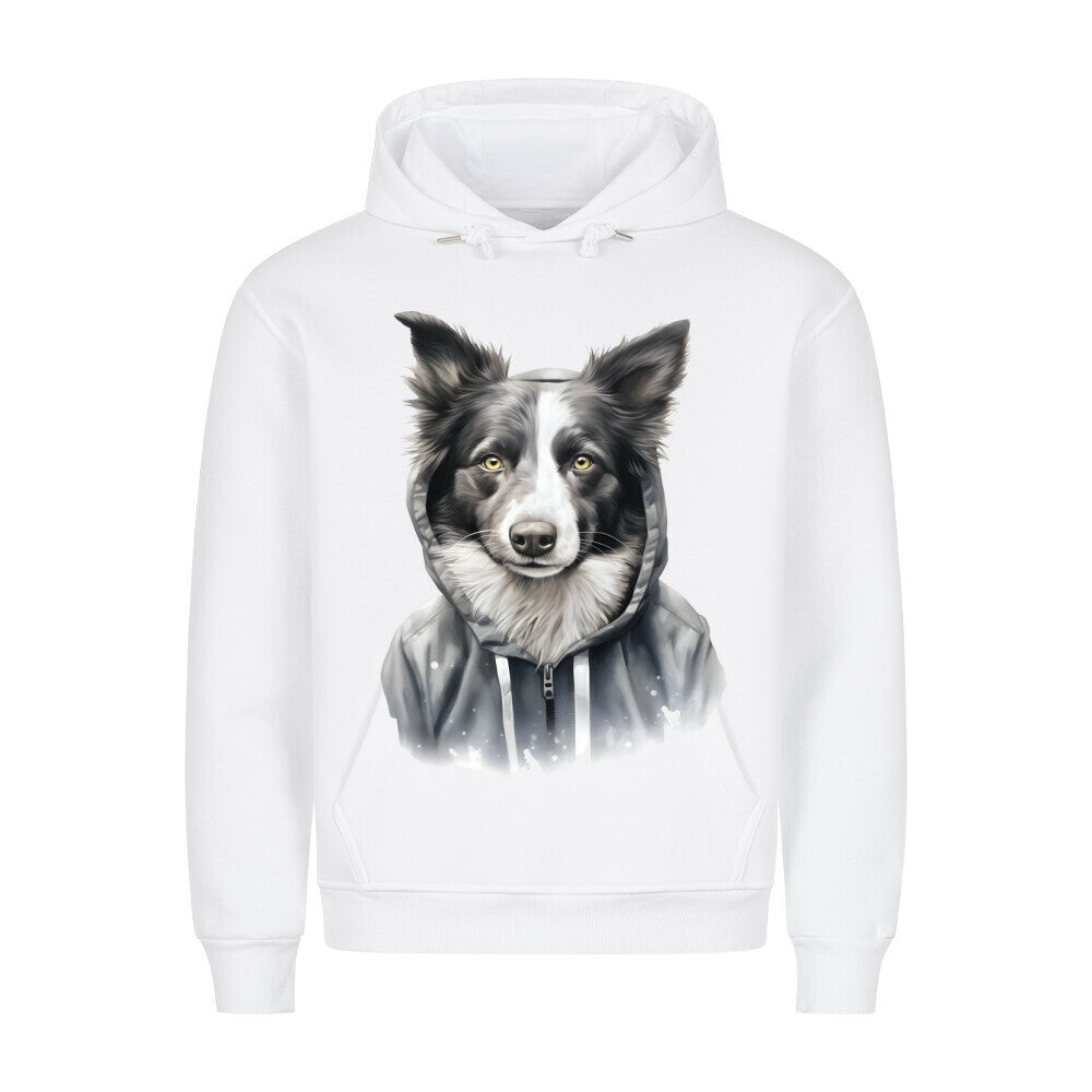 Premium Hoodie "Hooded Border Collie" Weiß – hunde-shirt.de