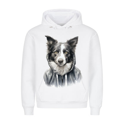 Premium Hoodie "Hooded Border Collie" Weiß – hunde-shirt.de