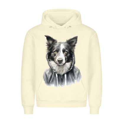Premium Hoodie "Hooded Border Collie" Beige – hunde-shirt.de