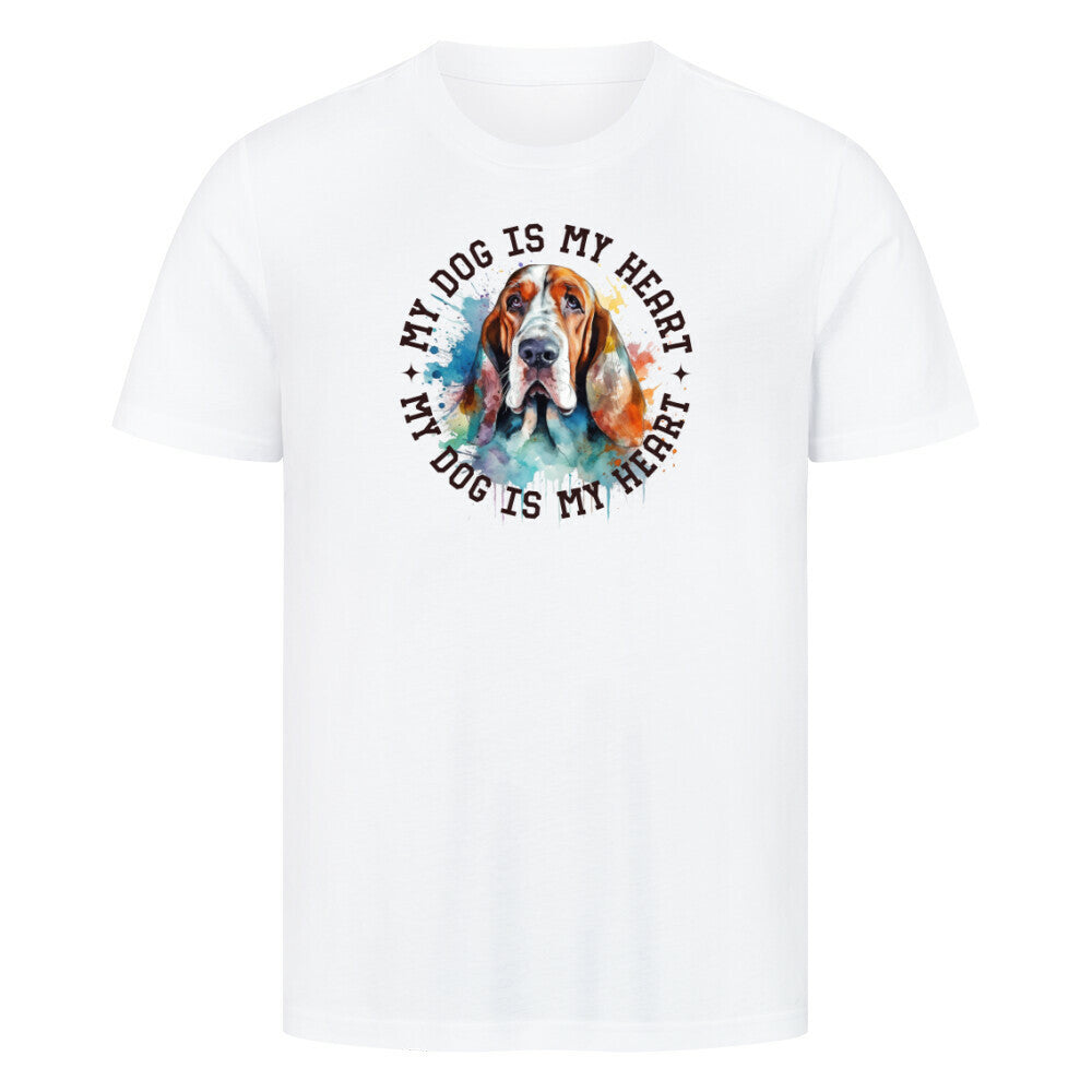 Premium T-Shirt "Bloodhound HEART" Weiß – hunde-shirt.de