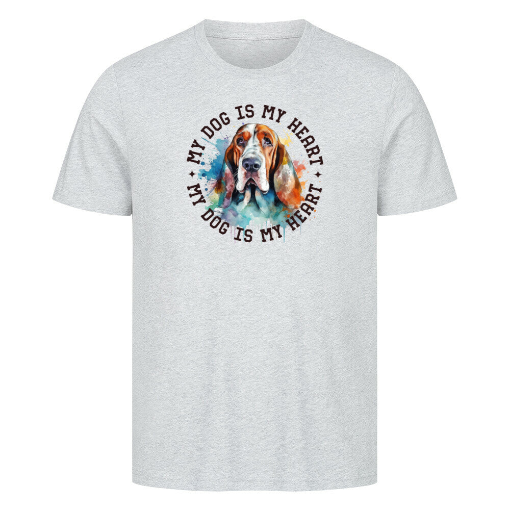 Premium T-Shirt "Bloodhound HEART" Heather Grey – hunde-shirt.de