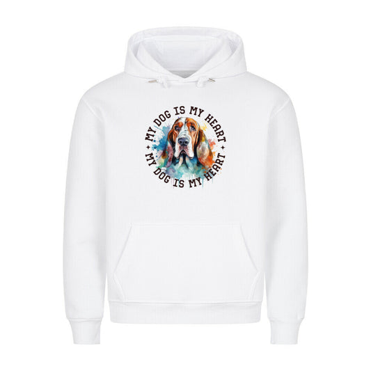 Premium Hoodie "Bloodhound HEART" Weiß – hunde-shirt.de