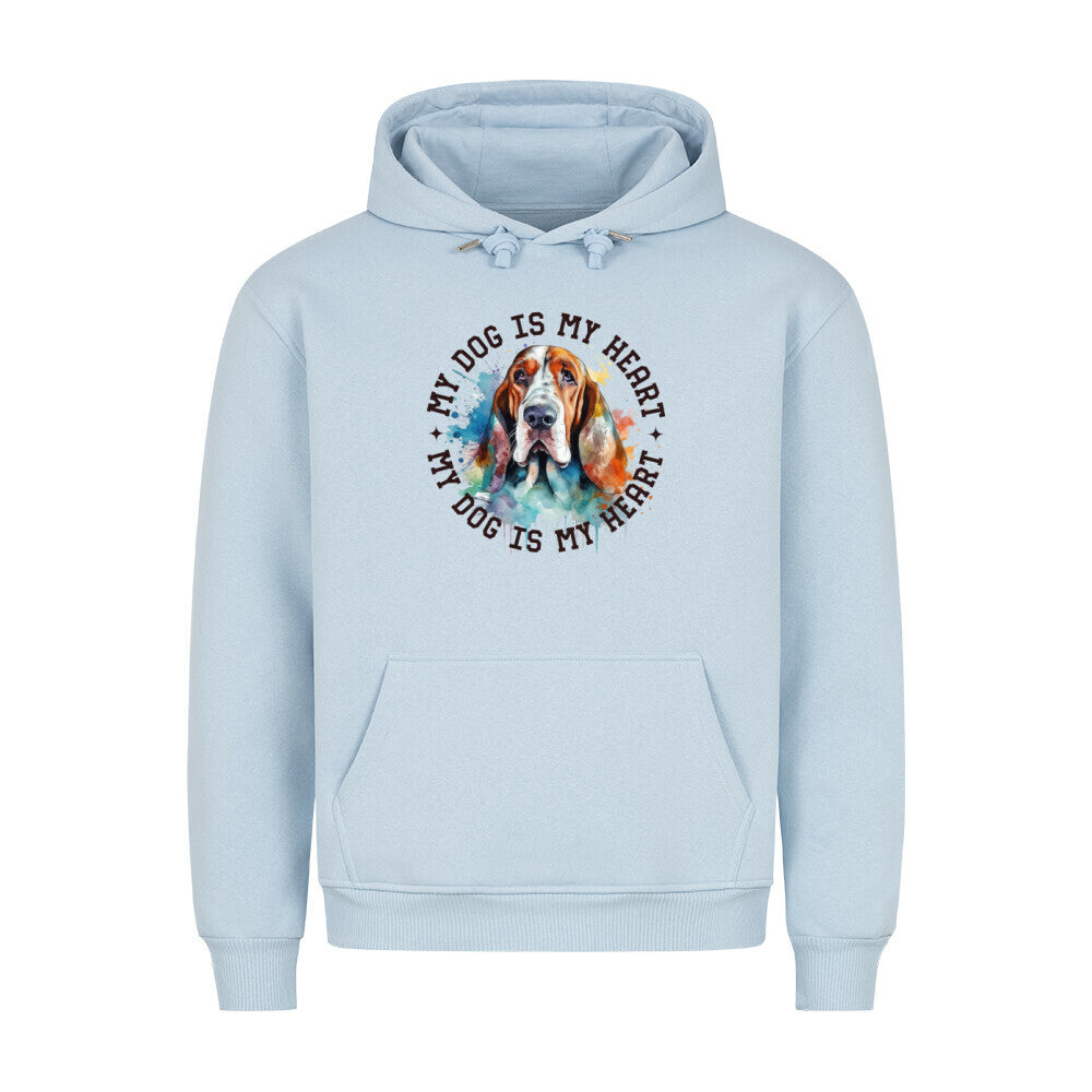 Premium Hoodie "Bloodhound HEART" Babyblau – hunde-shirt.de