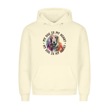 Premium Hoodie "Afghanischer Windhund HEART" Beige – hunde-shirt.de