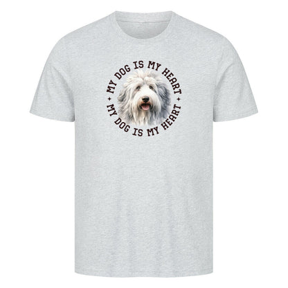 Premium T-Shirt "Bobtail HEART" Heather Grey – hunde-shirt.de
