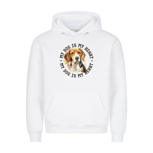 Premium Hoodie "Beagle HEART" Weiß – hunde-shirt.de
