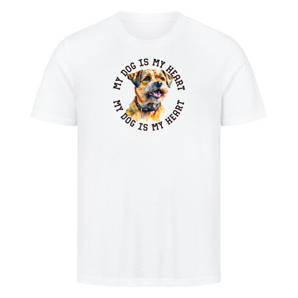 Premium T-Shirt " Border Terrier HEART" Weiß – hunde-shirt.de