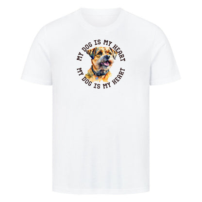 Premium T-Shirt " Border Terrier HEART" Weiß – hunde-shirt.de