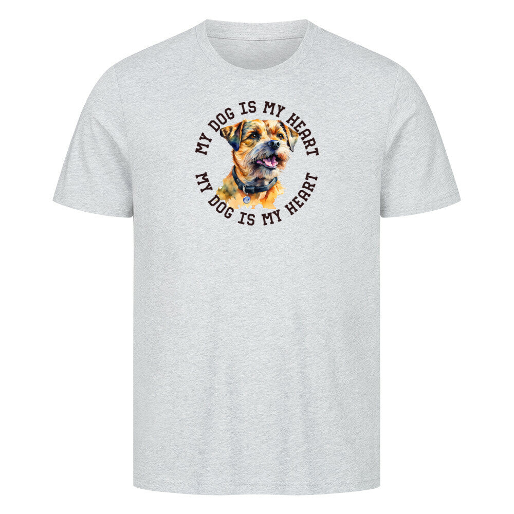 Premium T-Shirt " Border Terrier HEART" Heather Grey – hunde-shirt.de