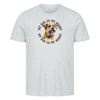 Premium T-Shirt " Border Terrier HEART" Heather Grey – hunde-shirt.de