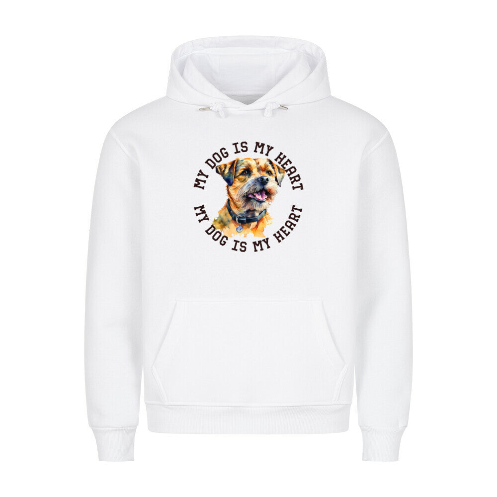 Premium Hoodie "Border Terrier HEART" Weiß – hunde-shirt.de