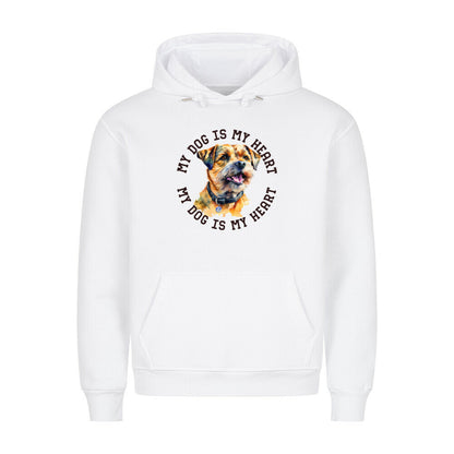 Premium Hoodie "Border Terrier HEART" Weiß – hunde-shirt.de