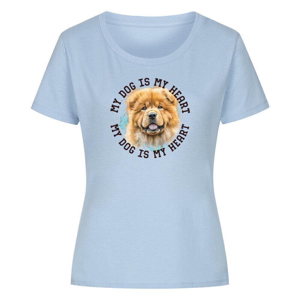 Premium Organic Damen-Shirt "Chow-Chow HEART" Sky Blue – hunde-shirt.de